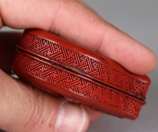 Antique Chinese Cinnabar Lacquer Peach Shaped Box 18th 19th Century Qing Dynasty 11