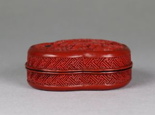 Antique Chinese Cinnabar Lacquer Peach Shaped Box 18th 19th Century Qing Dynasty 5