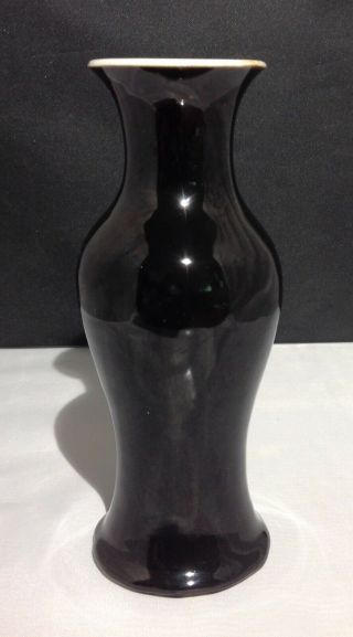 Antique Chinese mirror black porcelain vase 9 5/8 