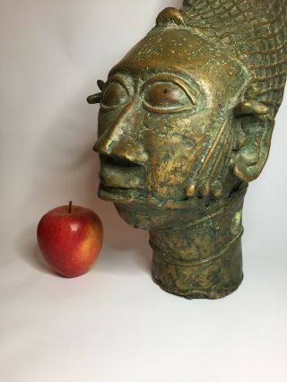 Antique Benin Bronze Head Large African Bronze Of Queen 18inches Tall