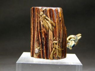 Gold Makie Lacquered Netsuke Insects 18 - 19thc Japanese Edo Inro Antique