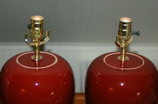 Chinese OXBLOOD Lamps PAIR Red PORCELAIN Jars Vases Sang de Boeuf Crackle Pair X 2
