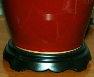 Chinese OXBLOOD Lamps PAIR Red PORCELAIN Jars Vases Sang de Boeuf Crackle Pair X 3