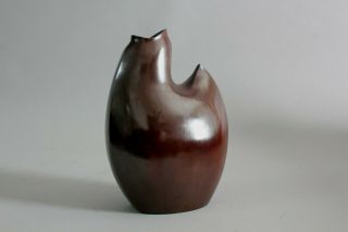 Japanese Unique Shape Bronze Vase By Nakajima Yasumi U67