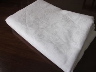 Huge Irish Linen Damask Banquet Tablecloth 310 Cms By 230 Cms 122 " By 90 "