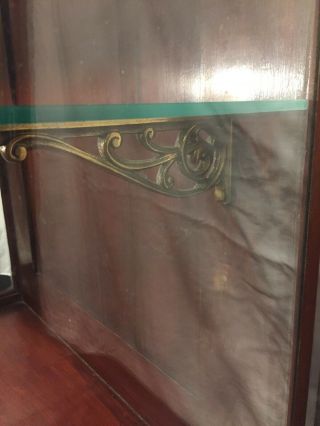 Antique Store Display Showcase Wood Brass Brackets /Glass Shelve 6