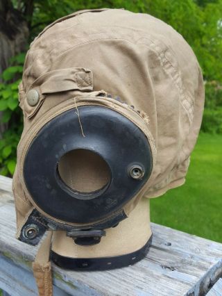 LARGE WW2 US ARMY AIR FORCES USAAF FABRIC FLIGHT HELMET TYPE A - 10A PILOT 3