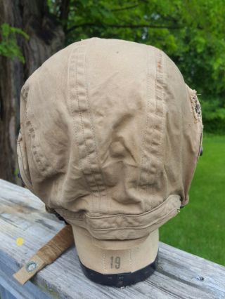 LARGE WW2 US ARMY AIR FORCES USAAF FABRIC FLIGHT HELMET TYPE A - 10A PILOT 4