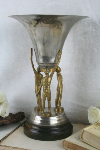 Rare Antique German Messing Brass Figurines Center Piece Coupe Table 1930