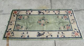Antique Art - Deco Style Blue Nichols Chinese Rug Floral Rug Greens Blues 64x42 "