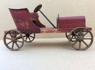 Olds Runabout Car,  Antique Toy Car,  Wood And Metal Car 8.  5” Long
