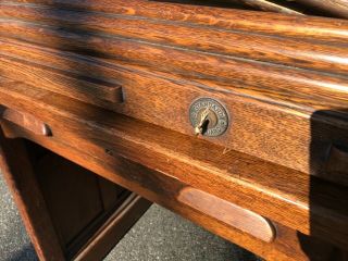 Antique Solid Oak Roll Top Desk 110 Years Old raised panels quarter sawn oak 3
