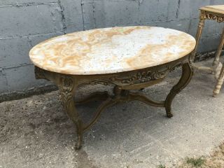 , Antique,  French Marble Top Gilt Coffee Table,  Vintage,  Rare