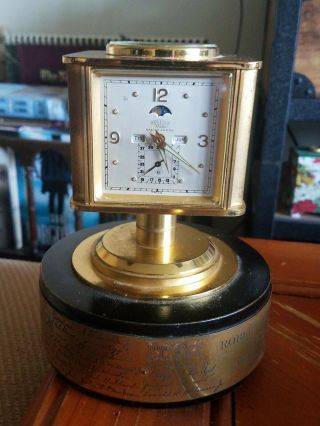 Vtg 50s Angelus Spaulding Co 8 Days Table Clock Weather Station Compass 5 In 1