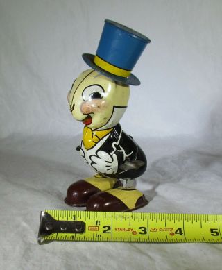 Vintage Linemar Jiminy Cricket Disney Tin Litho Wind Up W/ Key
