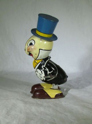 VINTAGE LINEMAR JIMINY CRICKET DISNEY TIN LITHO WIND UP w/ KEY 2