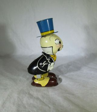 VINTAGE LINEMAR JIMINY CRICKET DISNEY TIN LITHO WIND UP w/ KEY 4