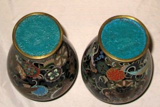 Fantastic Antique Japanese Cloisonne Enamel Pair Vases w/ Dragon and Pheonix - 19c 11