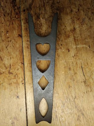 Primitive Antique Style Cast Iron Boot Jack Heart,  Diamond And 2 Other Shapes