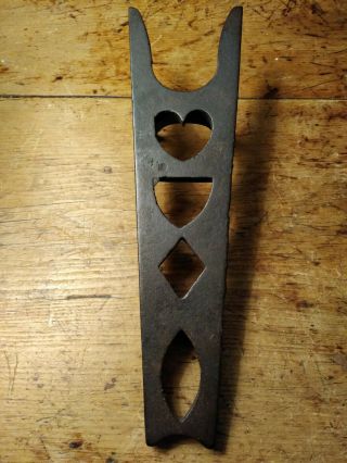 Primitive Antique Style Cast Iron Boot Jack Heart,  Diamond And 2 other shapes 3