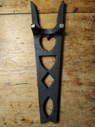 Primitive Antique Style Cast Iron Boot Jack Heart,  Diamond And 2 other shapes 4