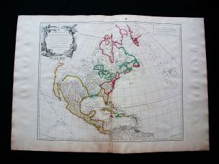 1757 Vaugondy - " Big Folio Map " : North America,  United States,  Canada Mexico Usa