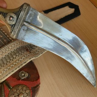 19 Old Islamic Yemeni Silver Plated Dagger Jambiya Khanjar Kindjal Horn Handle 11