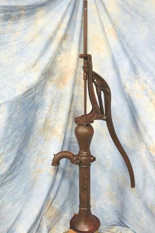 Antique Primitive Large Hudson Cast Iron Well Water Pump with Patina 2