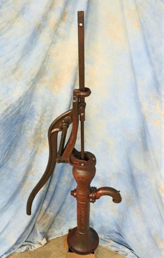 Antique Primitive Large Hudson Cast Iron Well Water Pump with Patina 3