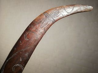 Antique Aboriginal Queensland Carved Wood Boomerang W/ Strong Design