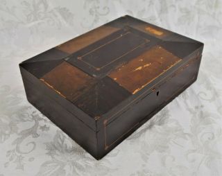 19th Century Shaker Made Wood Sewing Notions Jewelry Inlaid Dresser Box