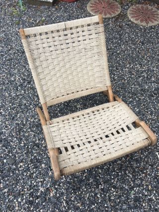 Hans Wegner Style Rope Folding Chair Mid Century Modern 3