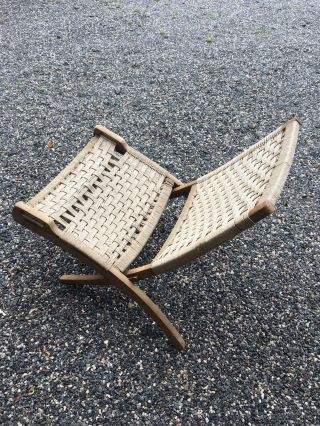 Hans Wegner Style Rope Folding Chair Mid Century Modern 4