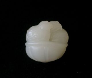 Antique Chinese White Jade Carving Parrot Group