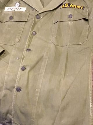 Vintage Korean War Era US Army Fatigue Shirt With 13 Star Buttons 7