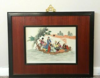 Vintage Chinese Enameled Porcelain Plaque Painting