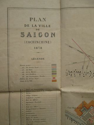SAIGON map 1878 VIETNAM cochinchina indochina asia plan cochinchine indochine 4
