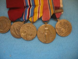 WWII US Navy 5 place Medal Bar Good Conduct American Pacific Vict.  Occ. 2