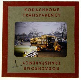 1 1952 Tokyo Traffic Occupied Japan 35mm Kodachrome Red Slide Korean War Era