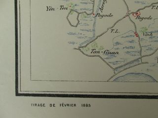 map 1885 VIETNAM french indochina china war TONKIN HANOI TUYEN QUAN BAC - NINH 2