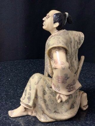 ANTIQUE CHINESE SAMURAI FIGURE.  IVORY COLOURED 9inch tall 4