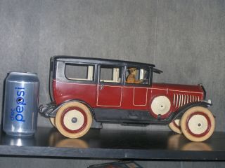 1920 ' s Germany Distler Limo Tin Wind Up Car W/ Driver,  Lights,  3 Days No Res 12