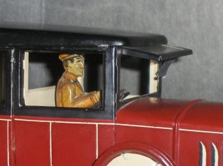 1920 ' s Germany Distler Limo Tin Wind Up Car W/ Driver,  Lights,  3 Days No Res 4