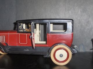 1920 ' s Germany Distler Limo Tin Wind Up Car W/ Driver,  Lights,  3 Days No Res 8