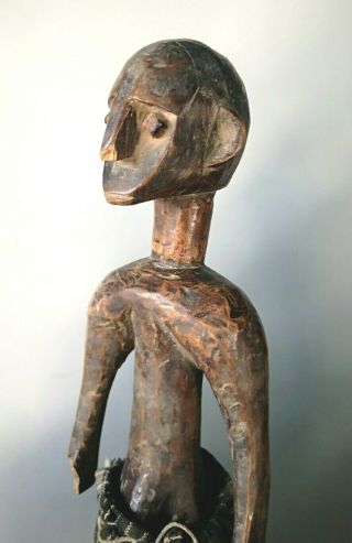 V FINE OLD BAMBARA MALI CARVED WOODEN TRIBAL MALE FIGURE METAL EYES AFRICAN ART 10