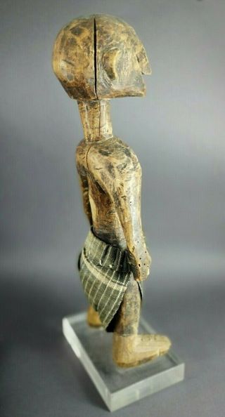 V FINE OLD BAMBARA MALI CARVED WOODEN TRIBAL MALE FIGURE METAL EYES AFRICAN ART 8