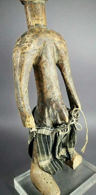 V FINE OLD BAMBARA MALI CARVED WOODEN TRIBAL MALE FIGURE METAL EYES AFRICAN ART 9