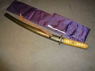 K80 Japanese Sword Wakizashi In Mountings " Bizen Kagemitsu ",  Kozuka