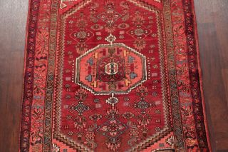 Vintage Geometric Hamedan Persian Tribal Area Rug BRICK RED Oriental Wool 5 ' x7 ' 3