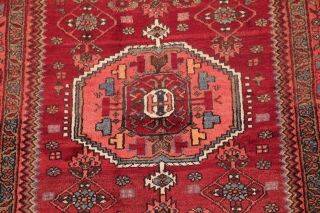 Vintage Geometric Hamedan Persian Tribal Area Rug BRICK RED Oriental Wool 5 ' x7 ' 4